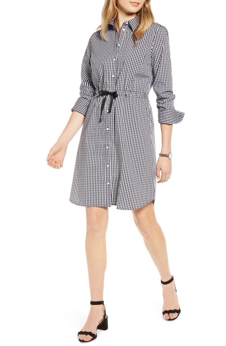 1901 Cinched Waist Long Sleeve Shirtdress, Main, color, 