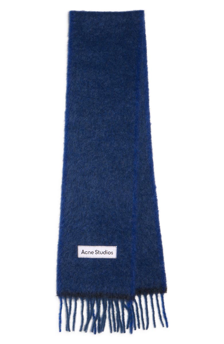 Acne Studios Valley Fringe Scarf, Main, color, Dark Navy/ Black
