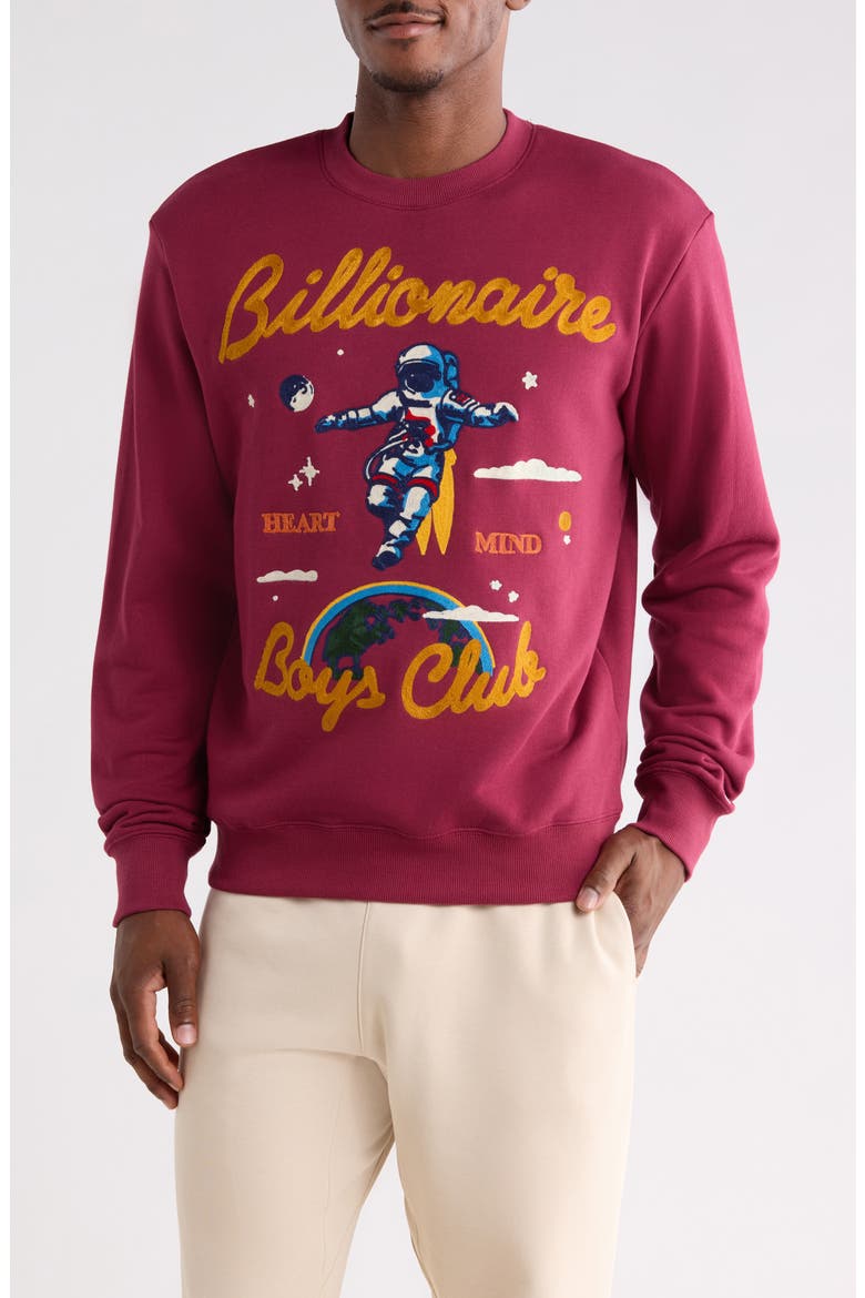 BB Jet Set Embroidered Graphic Sweatshirt, Main, color, RHODODENDRON