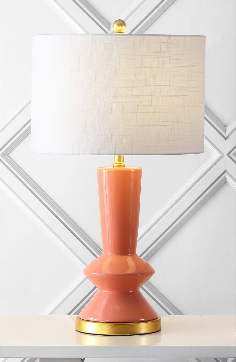 JONATHAN Y Ziggy Ceramic/Iron Contemporary Glam LED Table Lamp, Alternate, color, Coral/Brass Gold