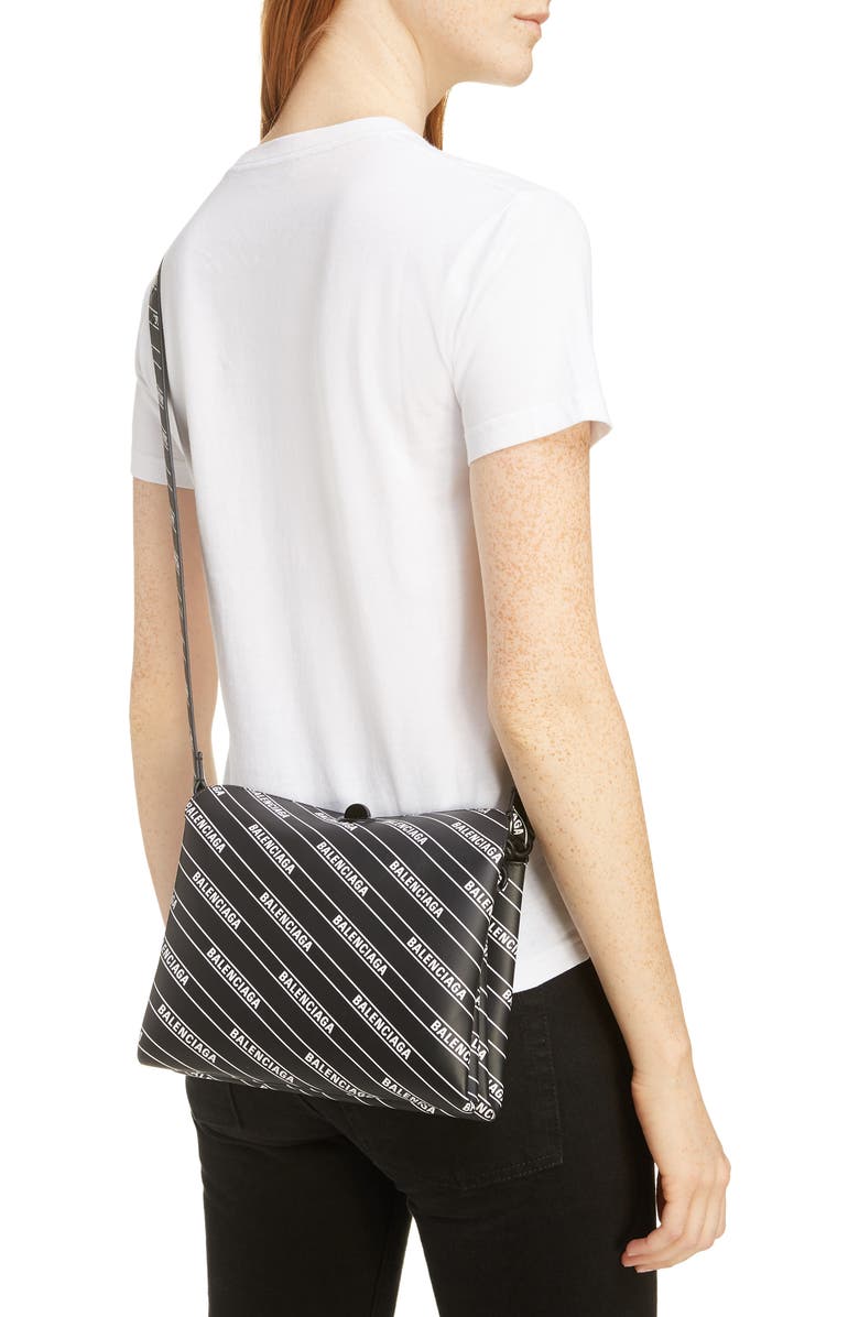 Balenciaga Logo Calfskin Leather Crossbody Bag, Alternate, color,