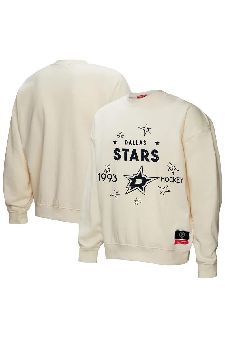 Women's Mitchell & Ness  Cream Dallas Stars Logo 3.0 Pullover Sweatshirt, Alternate, color, Cream