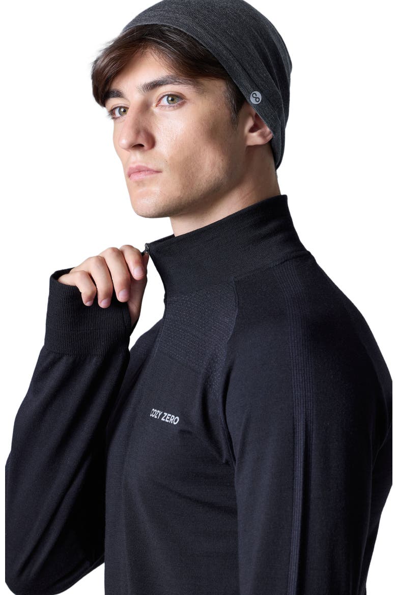 Tech Merino Classic Fit Half Zip Long Sleeve Base Layer, Alternate, color, Black