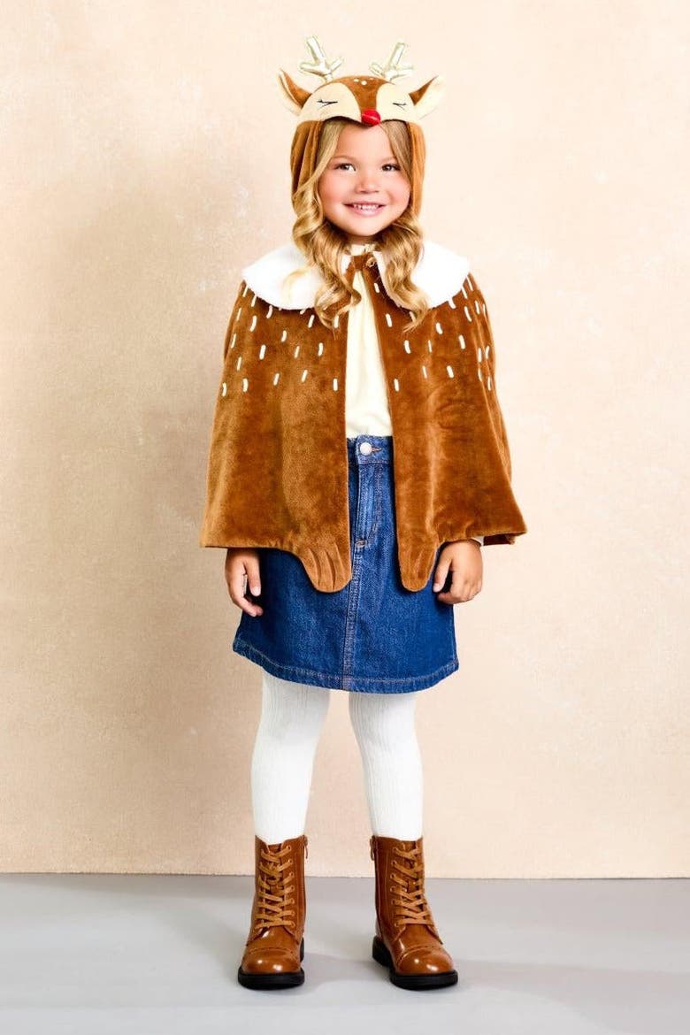 Reindeer Cape for Girls, Alternate, color, Beige