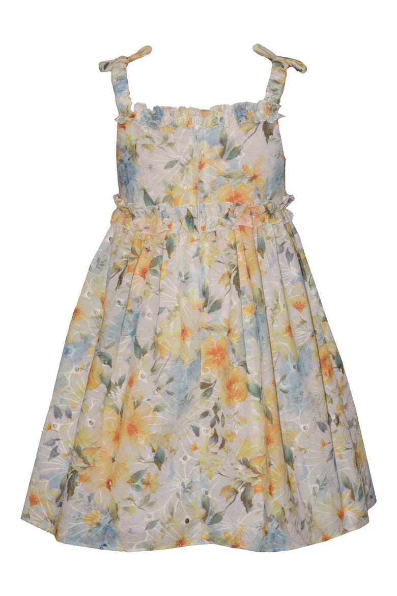 Kids' Floral Eyelet Tie Strap Dress, Alternate, color, YELLOW FLORAL