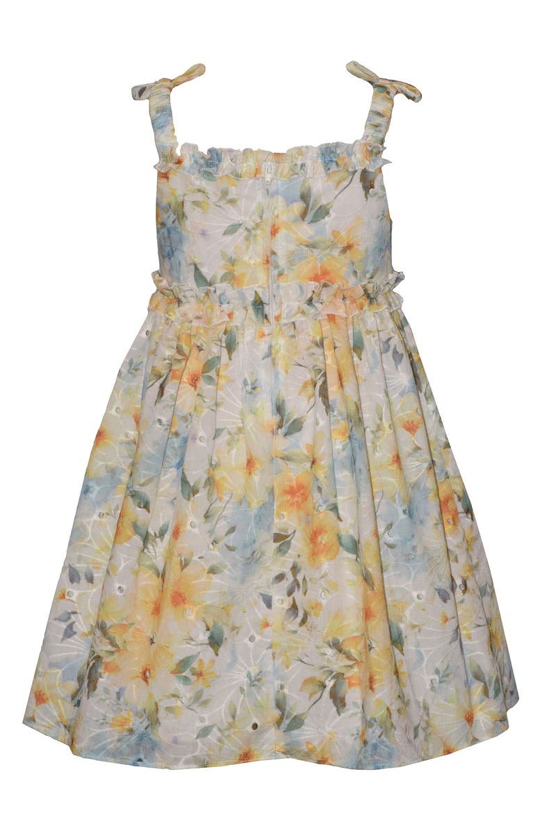 Iris & Ivy Kids' Floral Eyelet Tie Strap Dress, Alternate, color, Yellow Floral