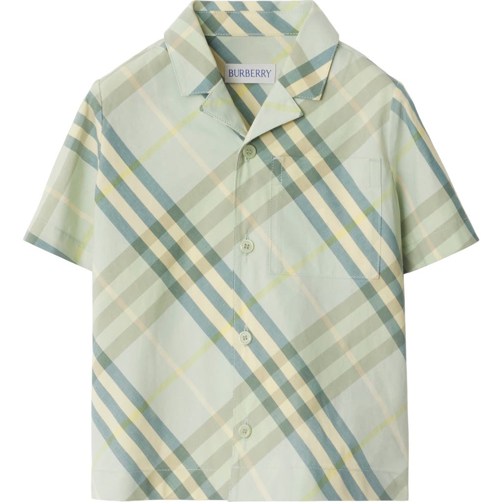 Burberry Checkered Cotton Shirt In Breeze