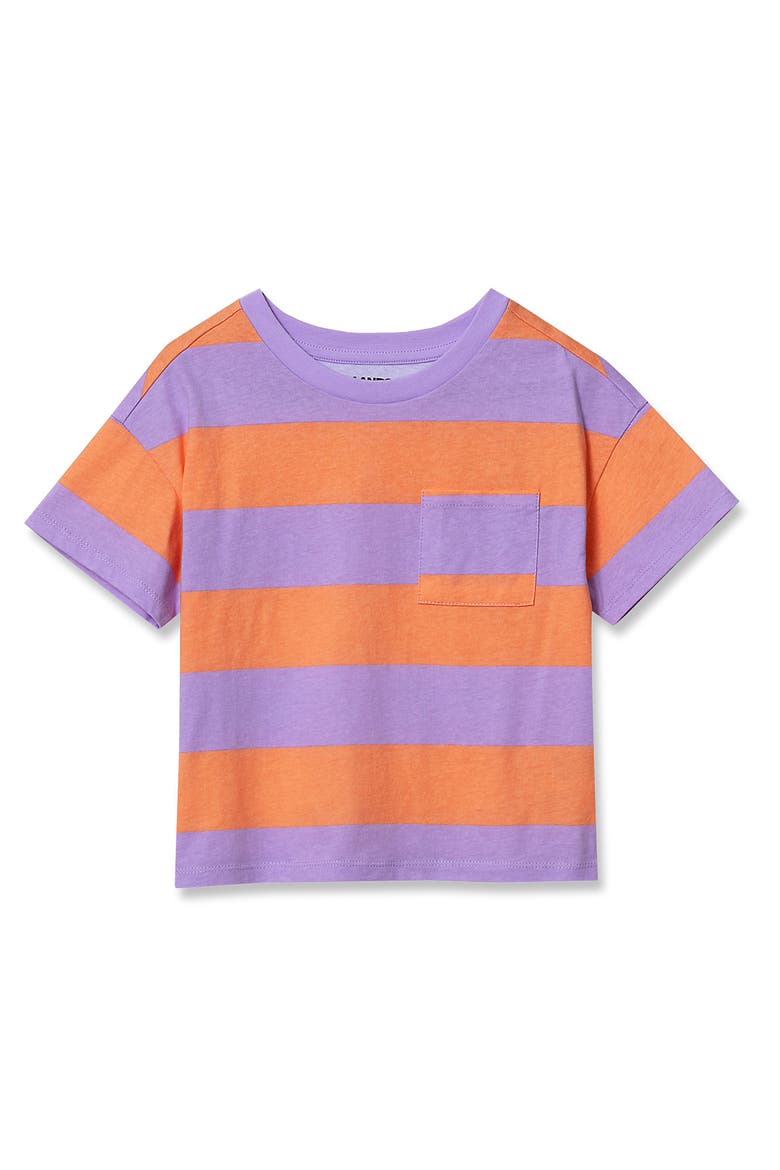 Girls Meet and Greet Pocket Tee, Alternate, color, Purple/Orange Rugby Stripe