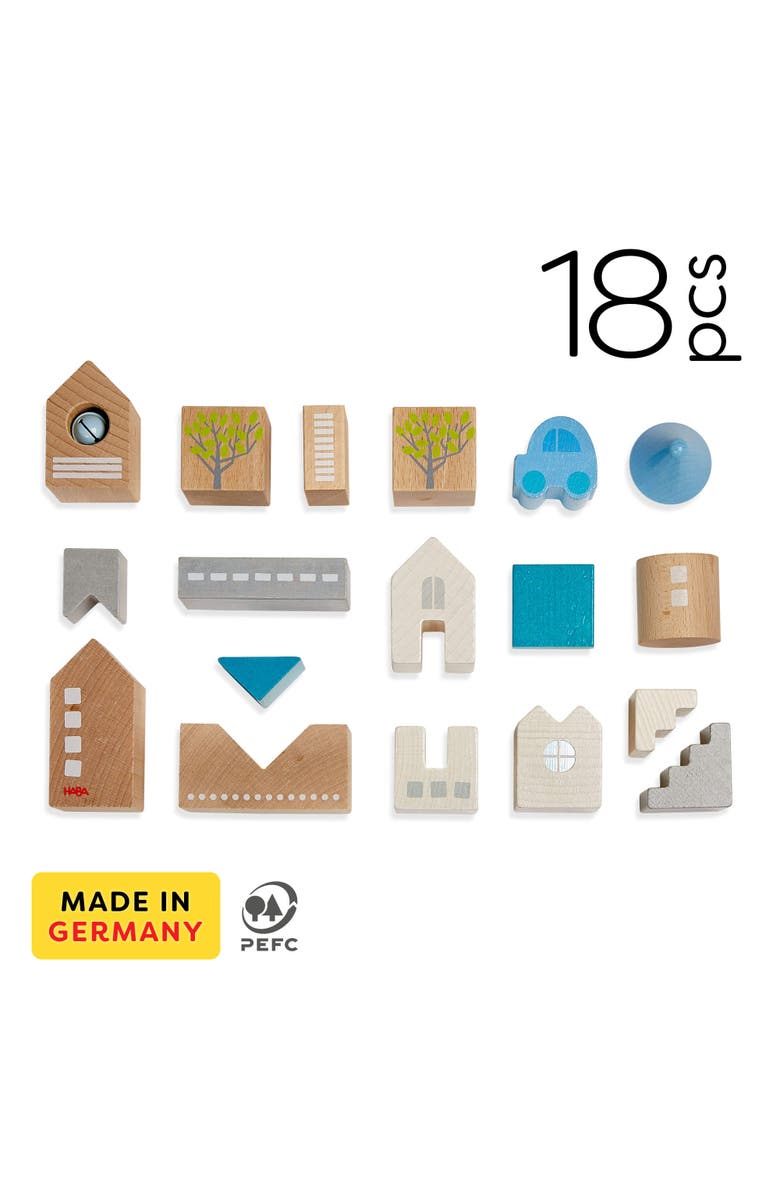 HABA Wooden Building Blocks Bad Rodach 18-Piece Set, Beech Wood Stacking Blocks for Ages 18 months and up. Made in Germany., Alternate, color, Multi