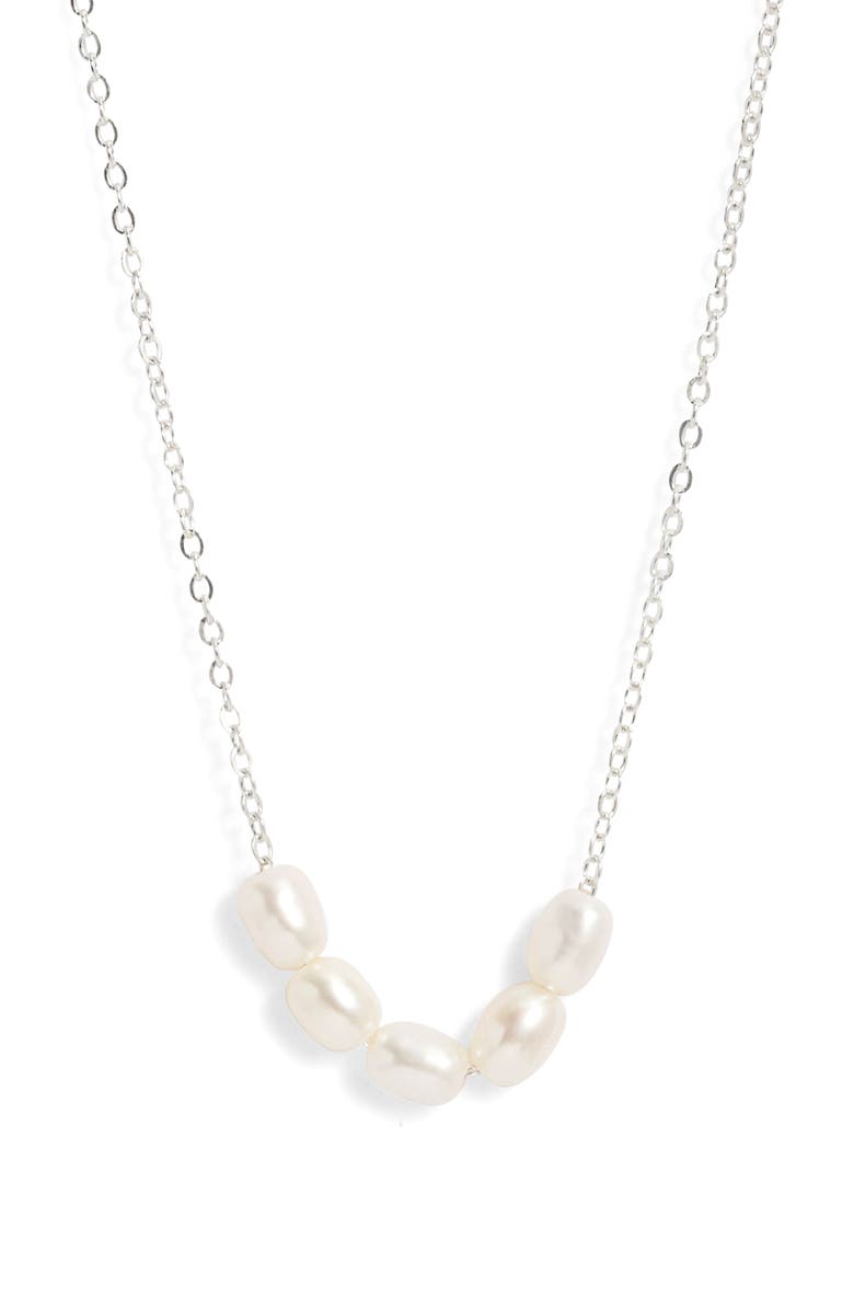 Set & Stones Landon Freshwater Pearl Necklace, Main, color, Silver