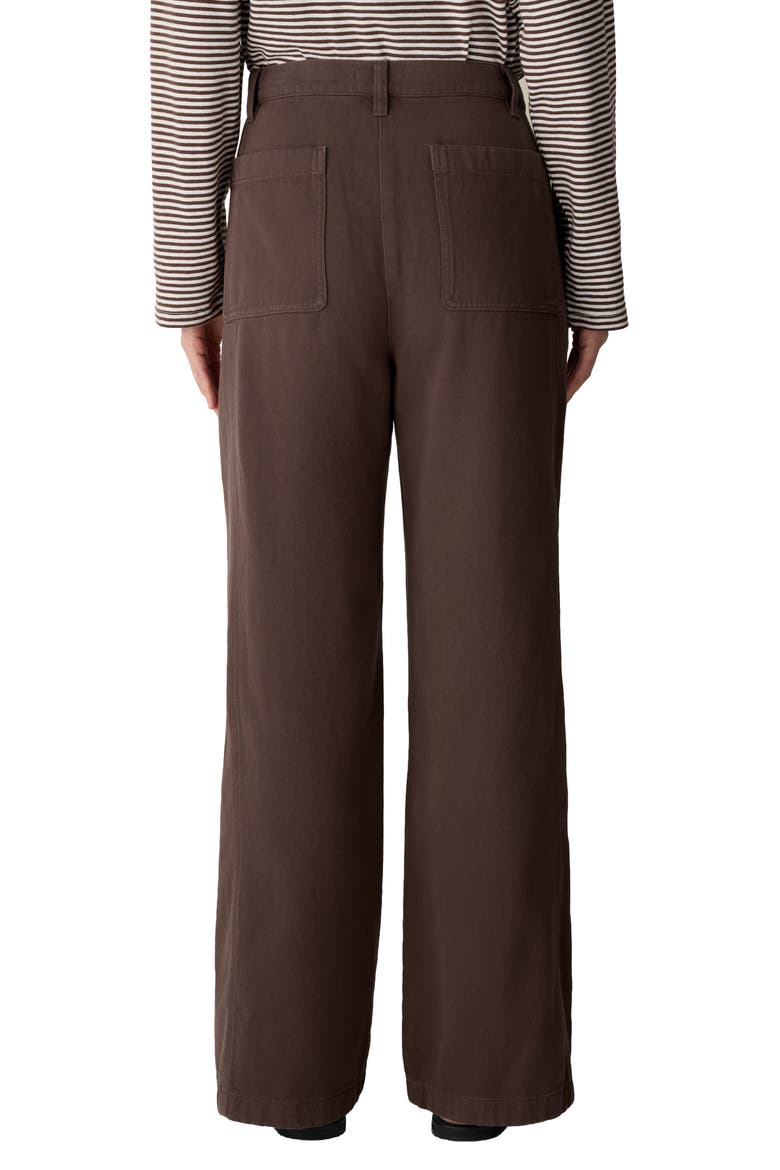 High Waist Wide Leg Organic Cotton Pants, Alternate, color, TRUFFLE