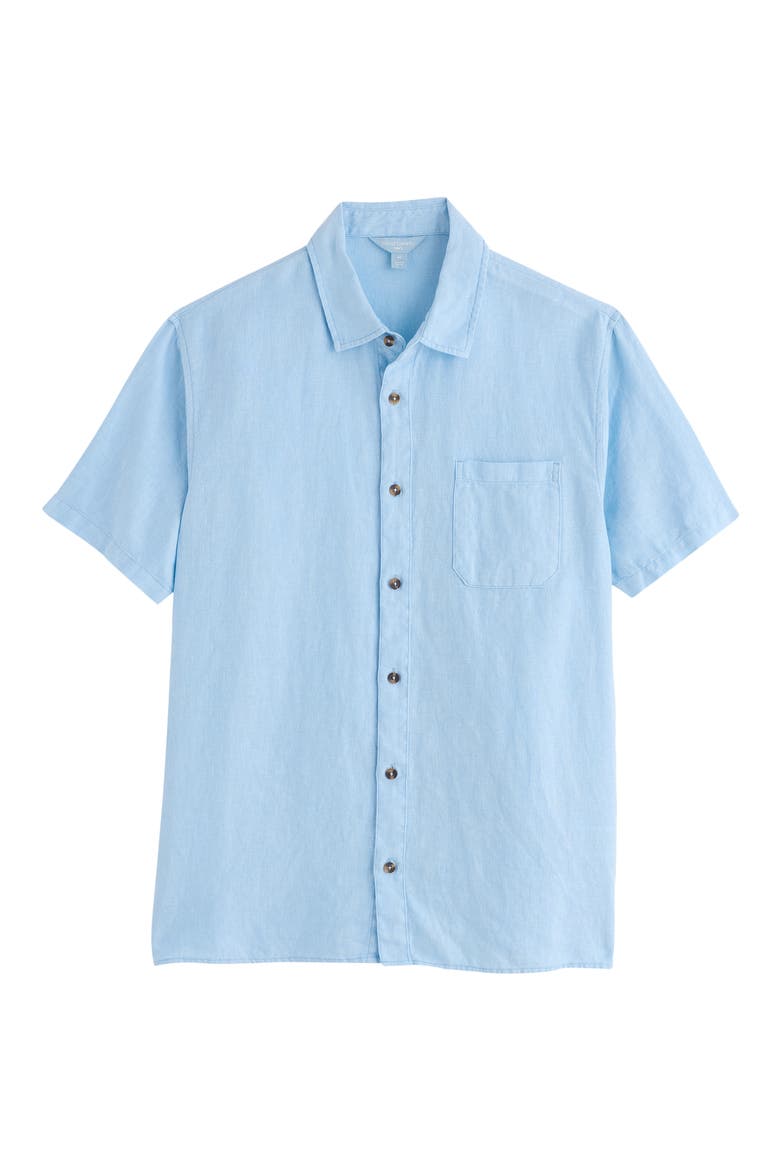 Carne Short Sleeve Linen Button-Up Shirt, Alternate, color, WATERFALL