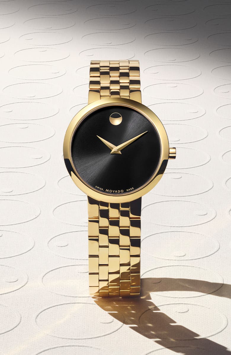 Movado Museum Classic Bracelet Watch, 29.5mm, Alternate, color, Black