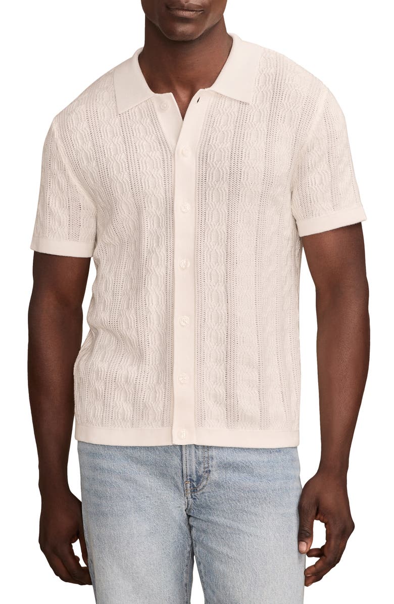 Lucky Brand Textured Button-Up Polo Sweater, Main, color, Tofu