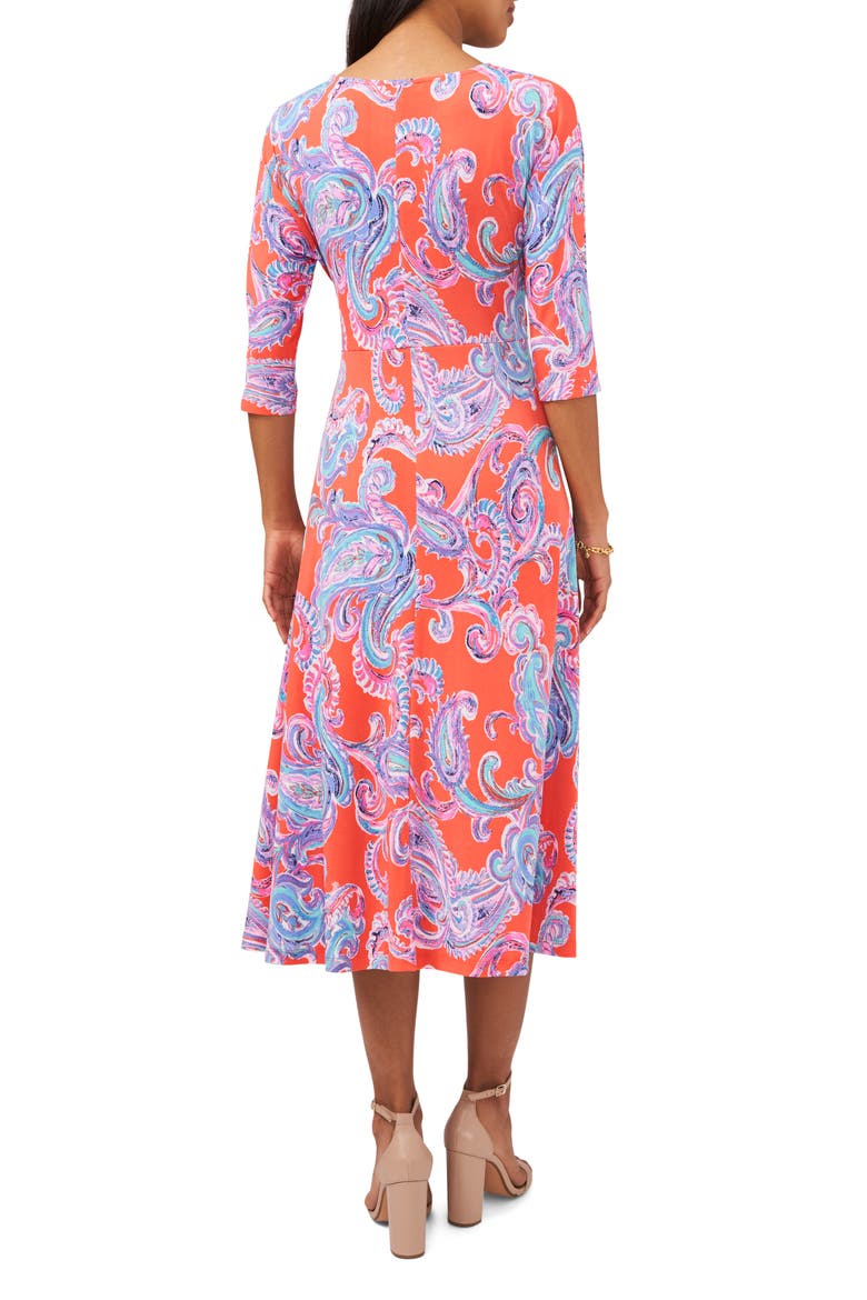 Tie Front Midi Dress, Alternate, color, NEON REEF