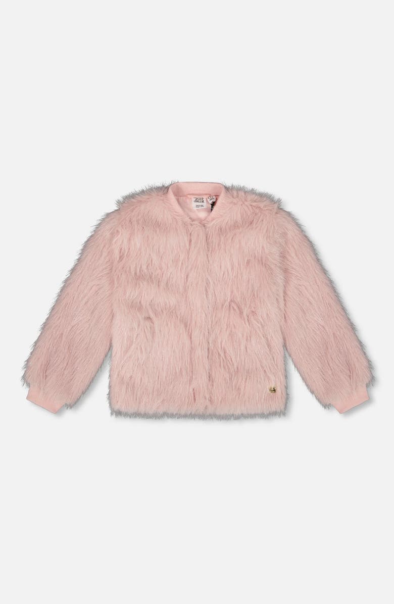Deux par Deux Short Faux Fur Coat, Main, color, Dusty Pink