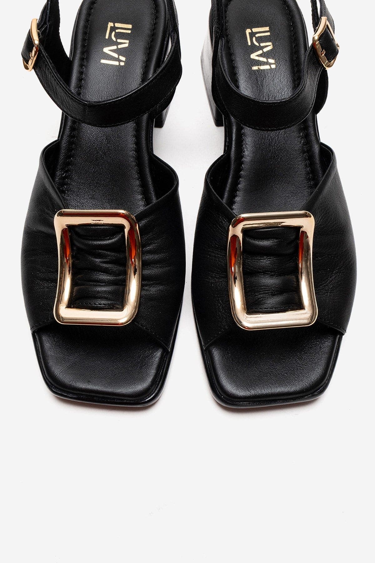 Forever & Always Shoes Asha Leather Block Heel Sandal, Alternate, color, Black