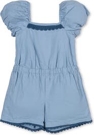 Hope & Henry Kids' Organic Puff Sleeve Seersucker Romper