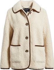 Bernardo Contrast Trim Faux Shearling Jacket