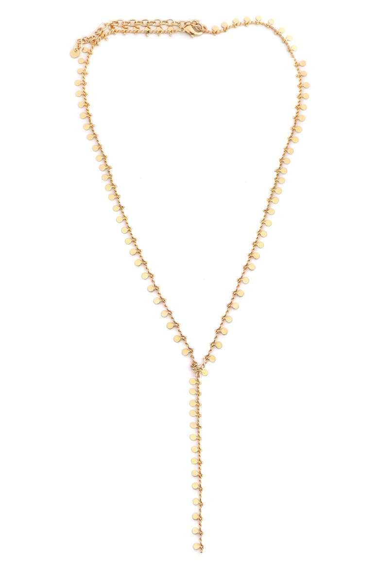 Disc Charm Y-Necklace, Main, color, GOLD