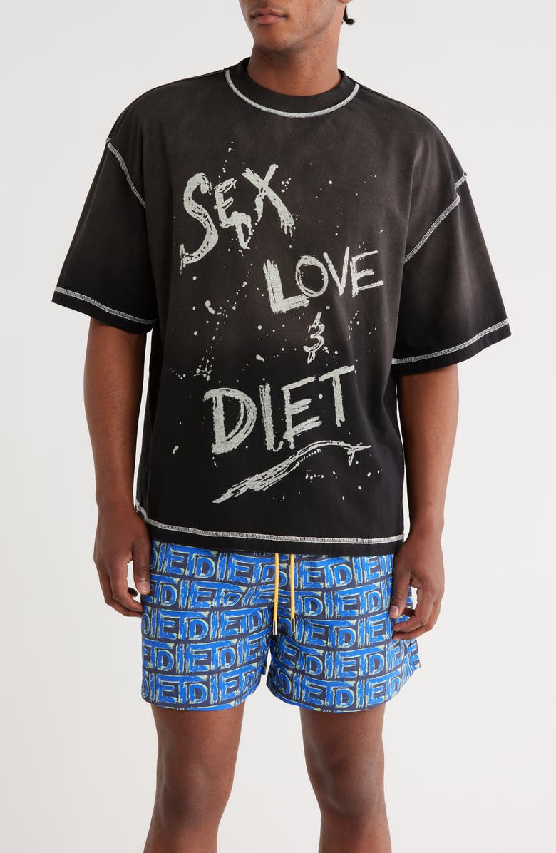 DIET STARTS MONDAY Splatter Cotton Graphic T-Shirt, Main, color, Black