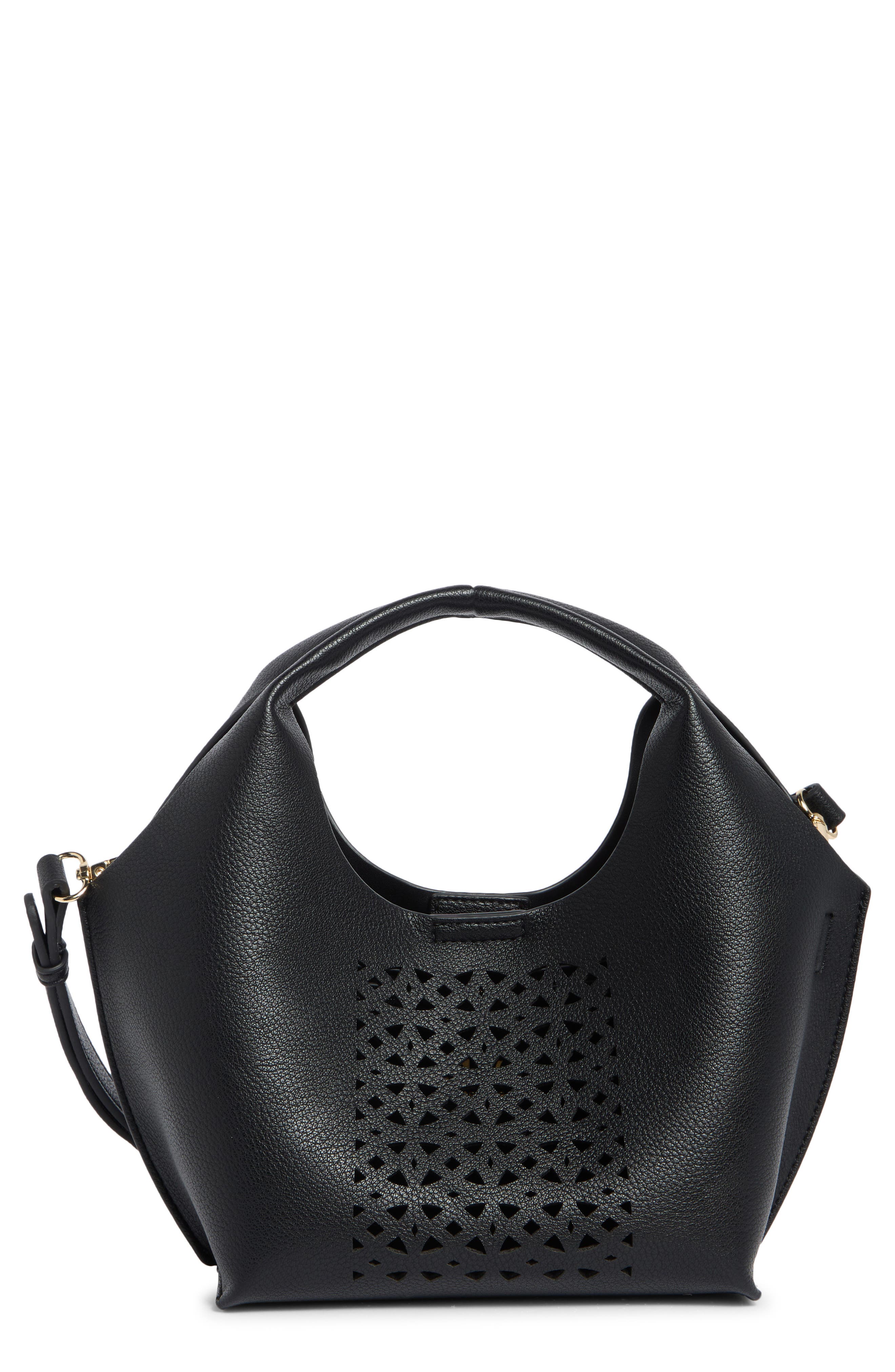 Dolce Vita Galen Cutout Faux Leather Handbag, Main, color, Black