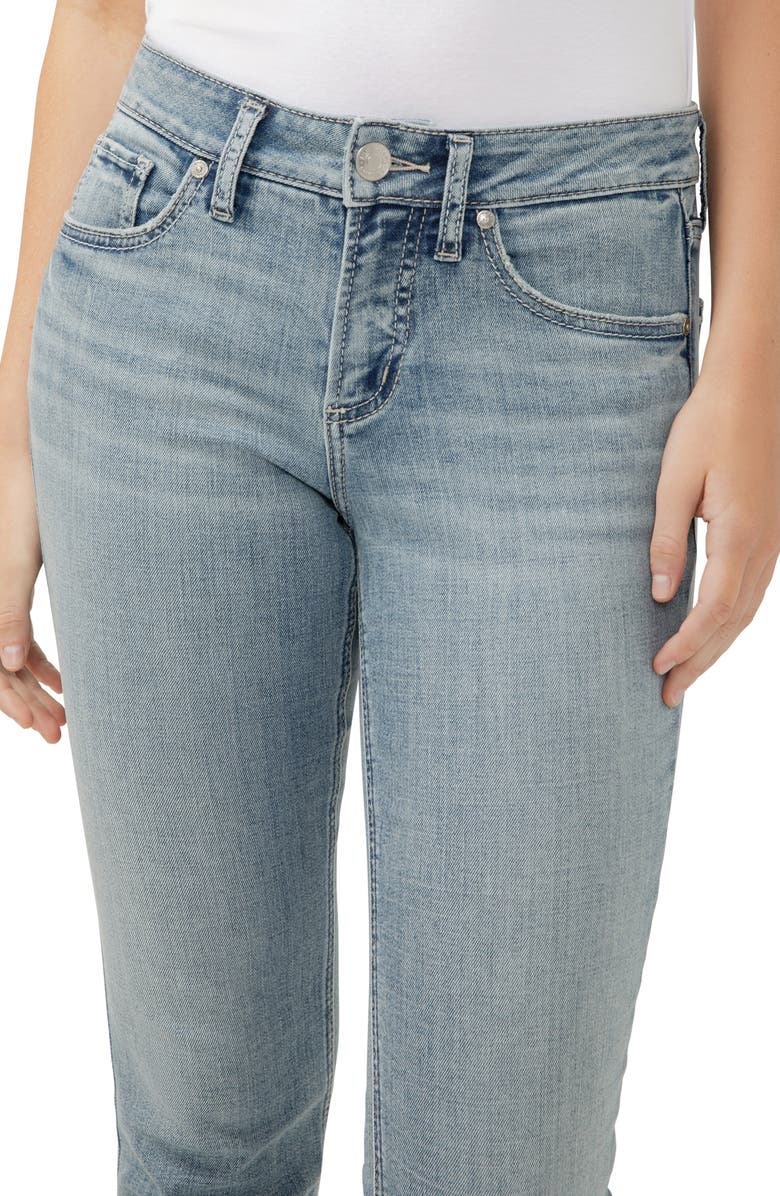 Silver Jeans Co. Suki Curvy Raw Hem Mid Rise Ankle Straight Leg Jeans, Alternate, color, Indigo