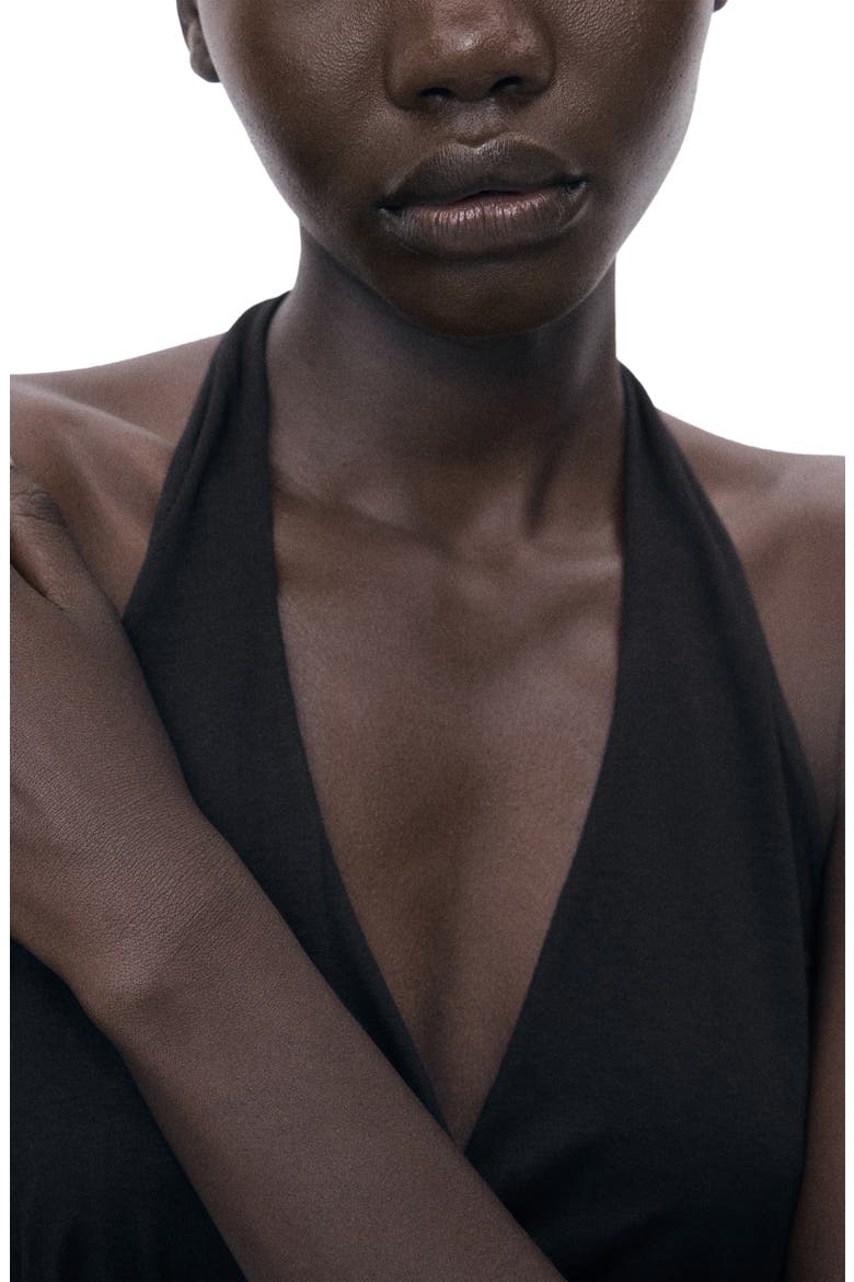 V-Neck Halter Top, Alternate, color, BLACK