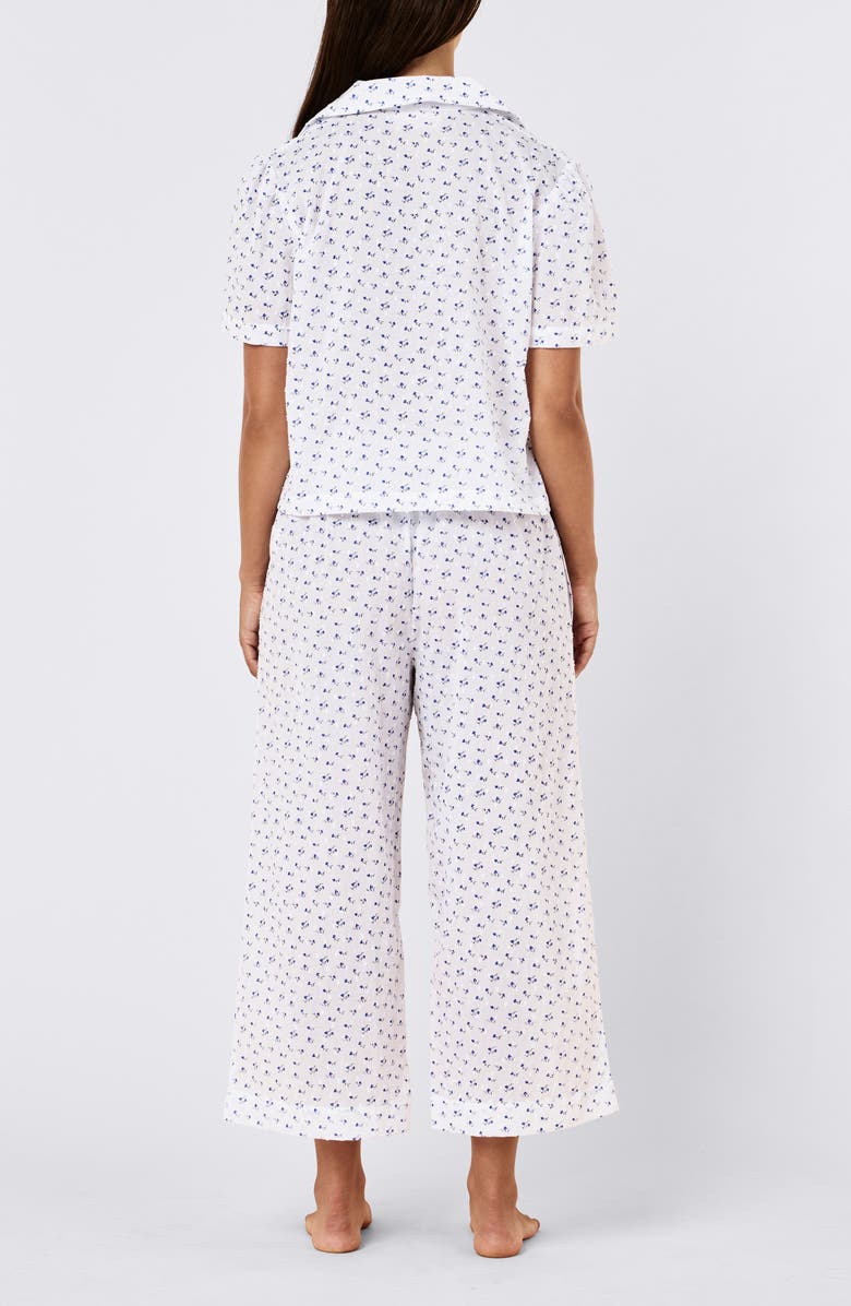 Papinelle Floral Swiss Dot Cotton Crop Pajamas, Alternate, color, Navy Ditsy