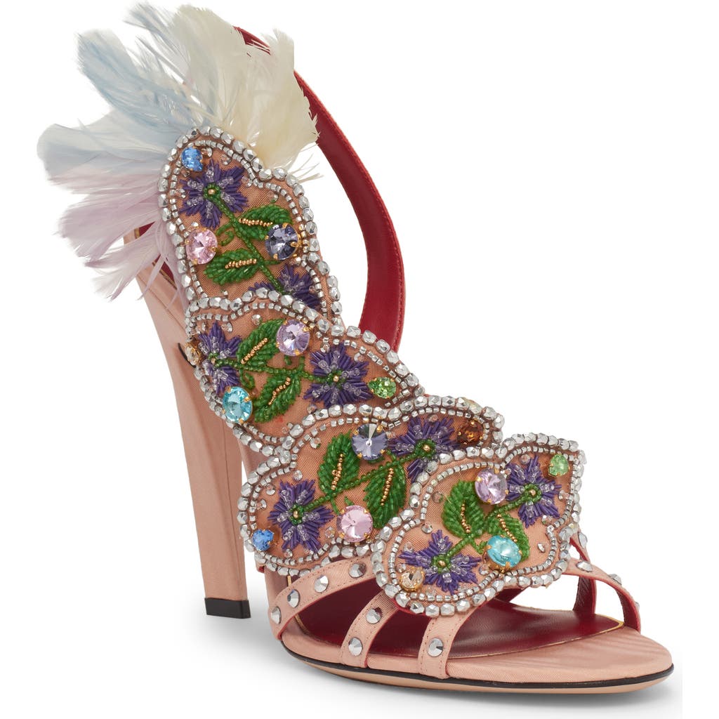 Valentino Crystal Leaves Sandal In Multi