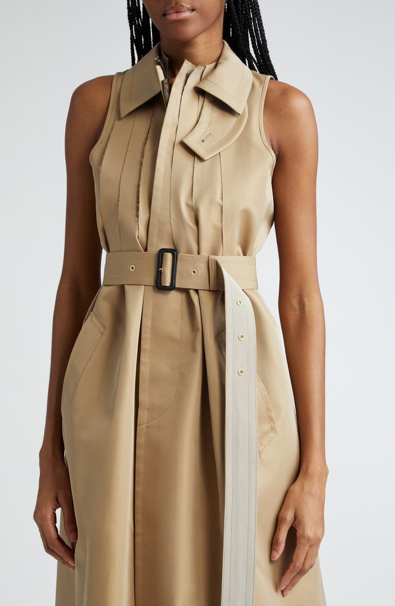 Sacai Sleeveless Gabardine Coat Dress, Alternate, color, 