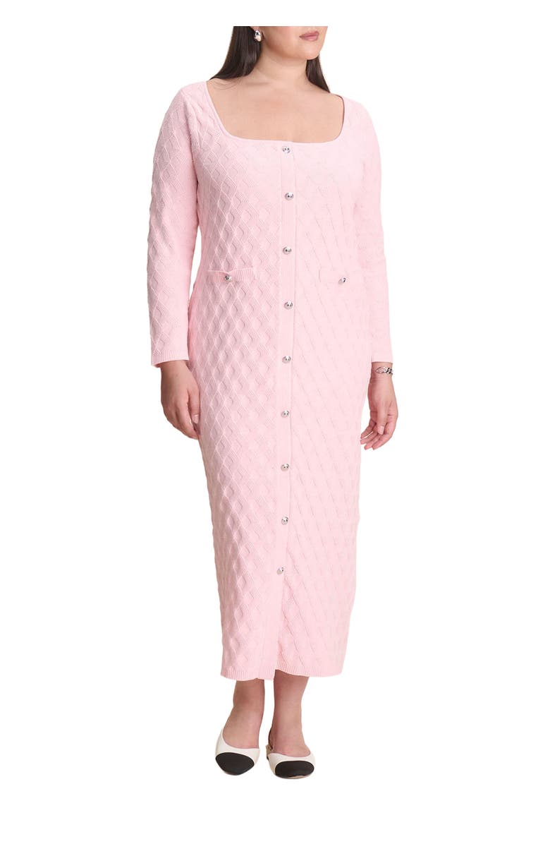 ELOQUII Sweater Dress With Buttons, Main, color, Almond Blossom