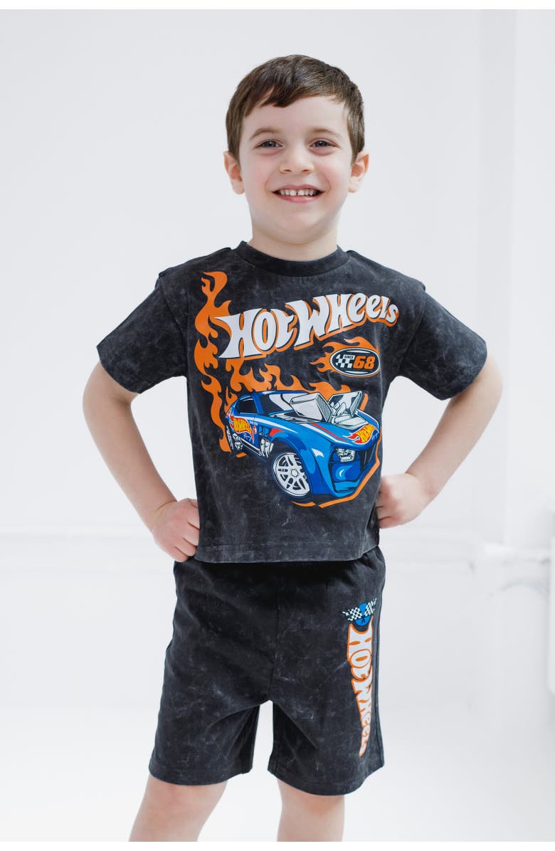 Hot Wheels T-Shirt & Woven Shorts Set, Alternate, color, Charcoal Gray
