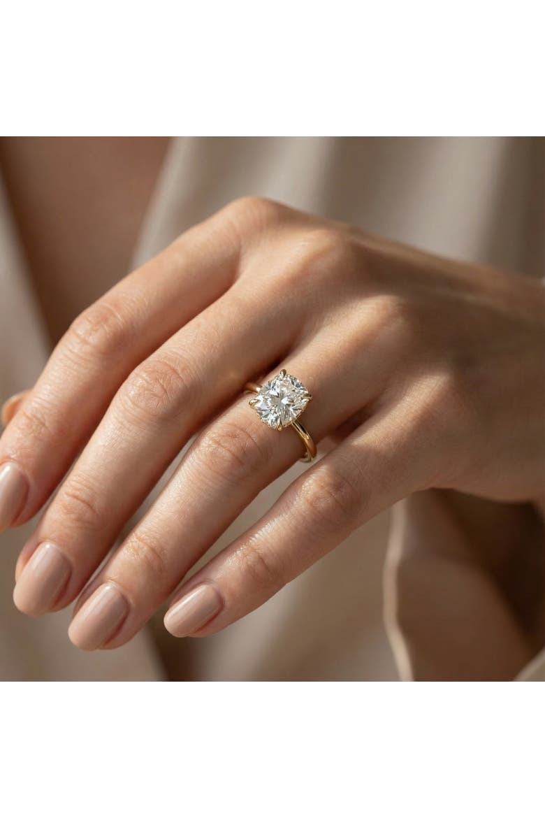 Certified 2Ct Cushion Hidden Halo Diamond Engagement Ring 14k Gold Lab Grown, Alternate, color, 14k White Gold