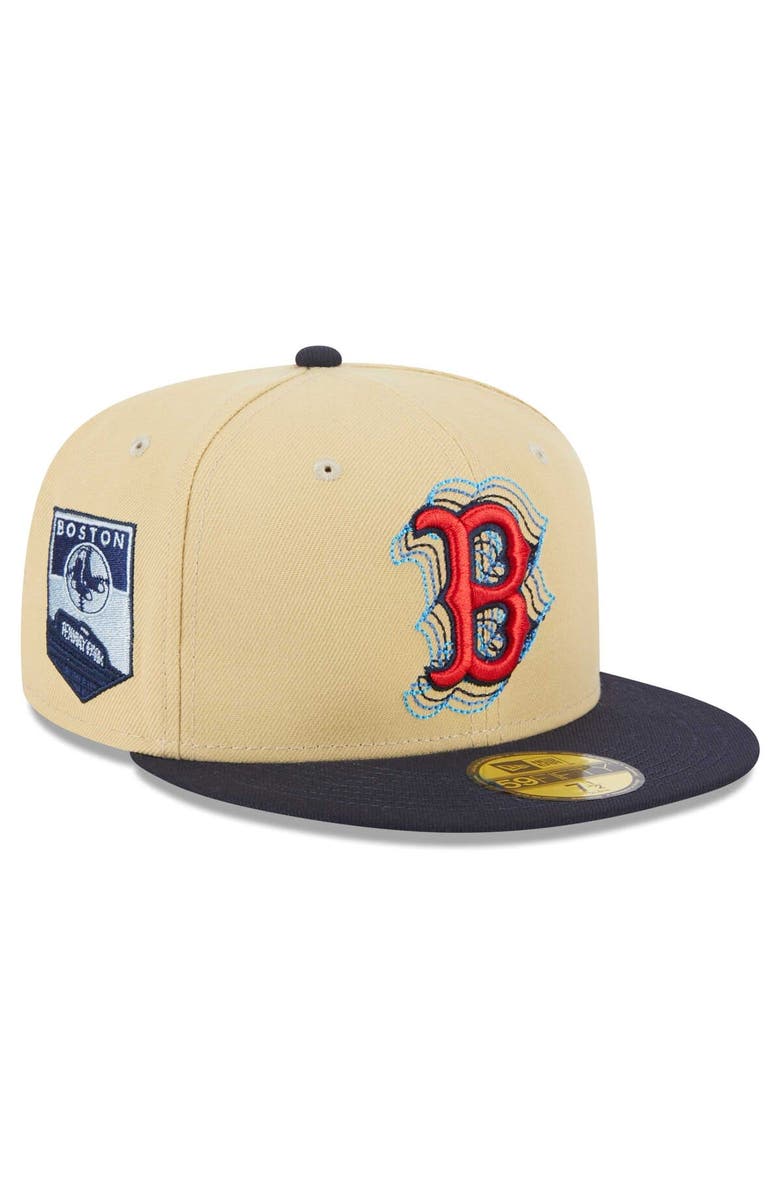 New Era Men's New Era Cream/Navy Boston Red Sox Illusion 59FIFTY Fitted Hat, Alternate, color,