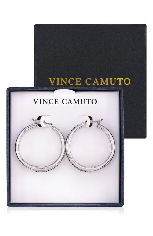 Vince Camuto Crystal Triple Row Hoop Earrings In Silver Tone