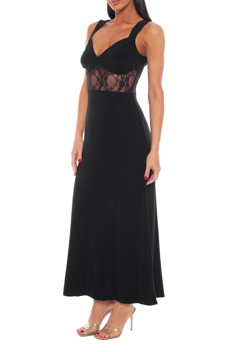 bebe Lace Inset Slipdress, Alternate, color, Black