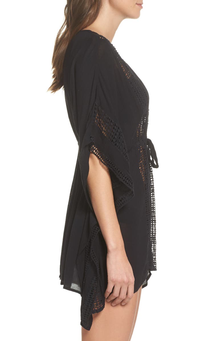 Elan Crochet Cover-Up Tunic, Alternate, color, Black