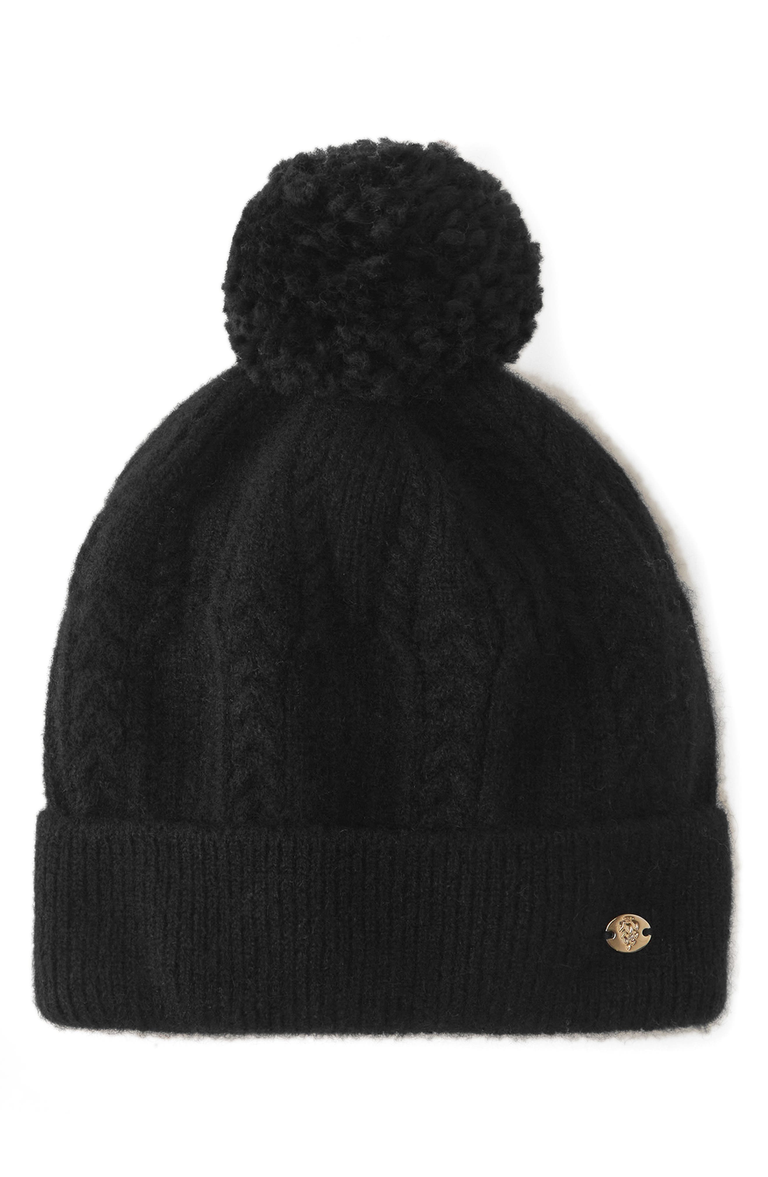 Moss Cashmere Pom Beanie