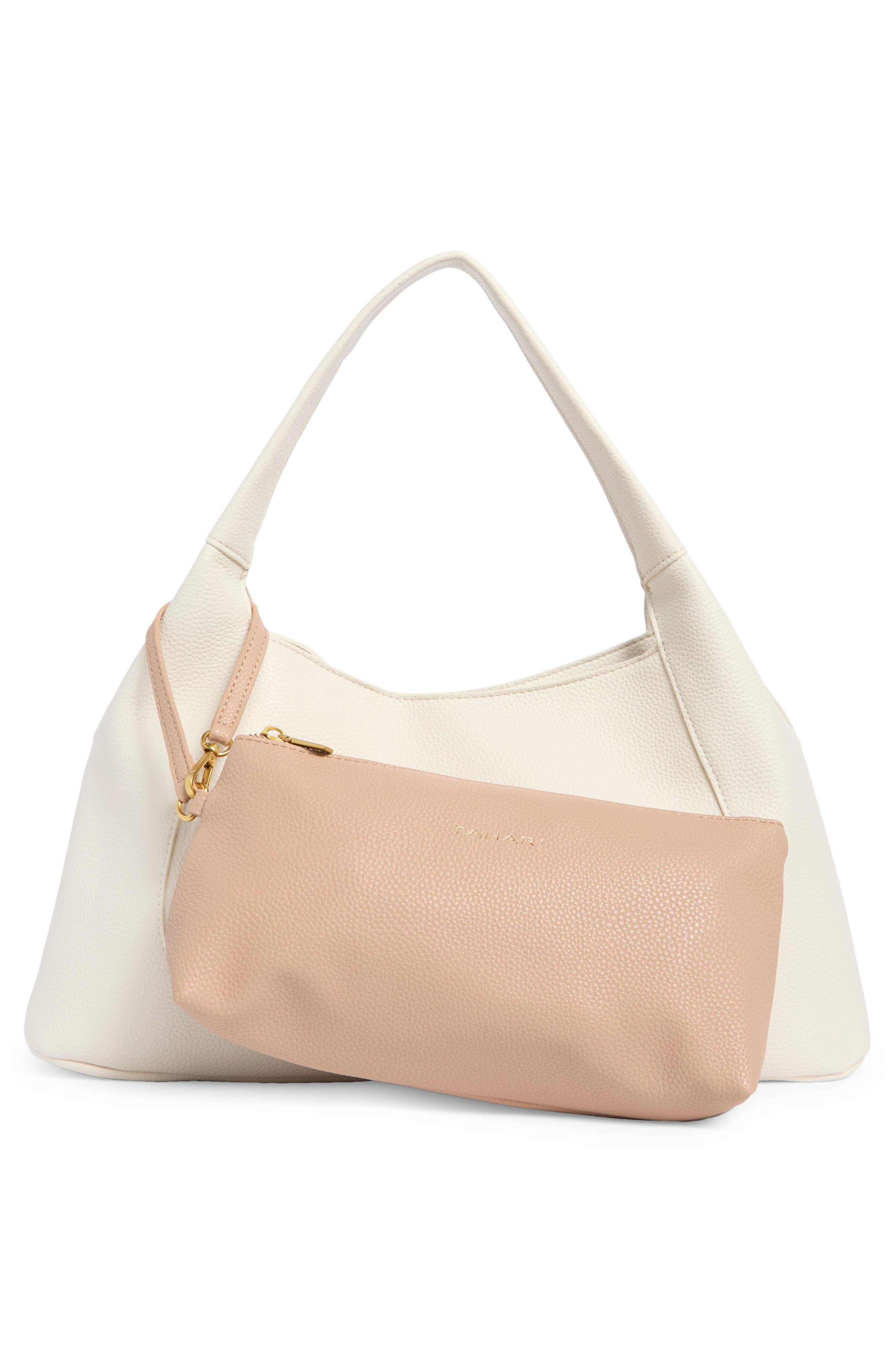 T Tahari Evonne Shoulder Bag with Pouch, Alternate, color, Eggshell