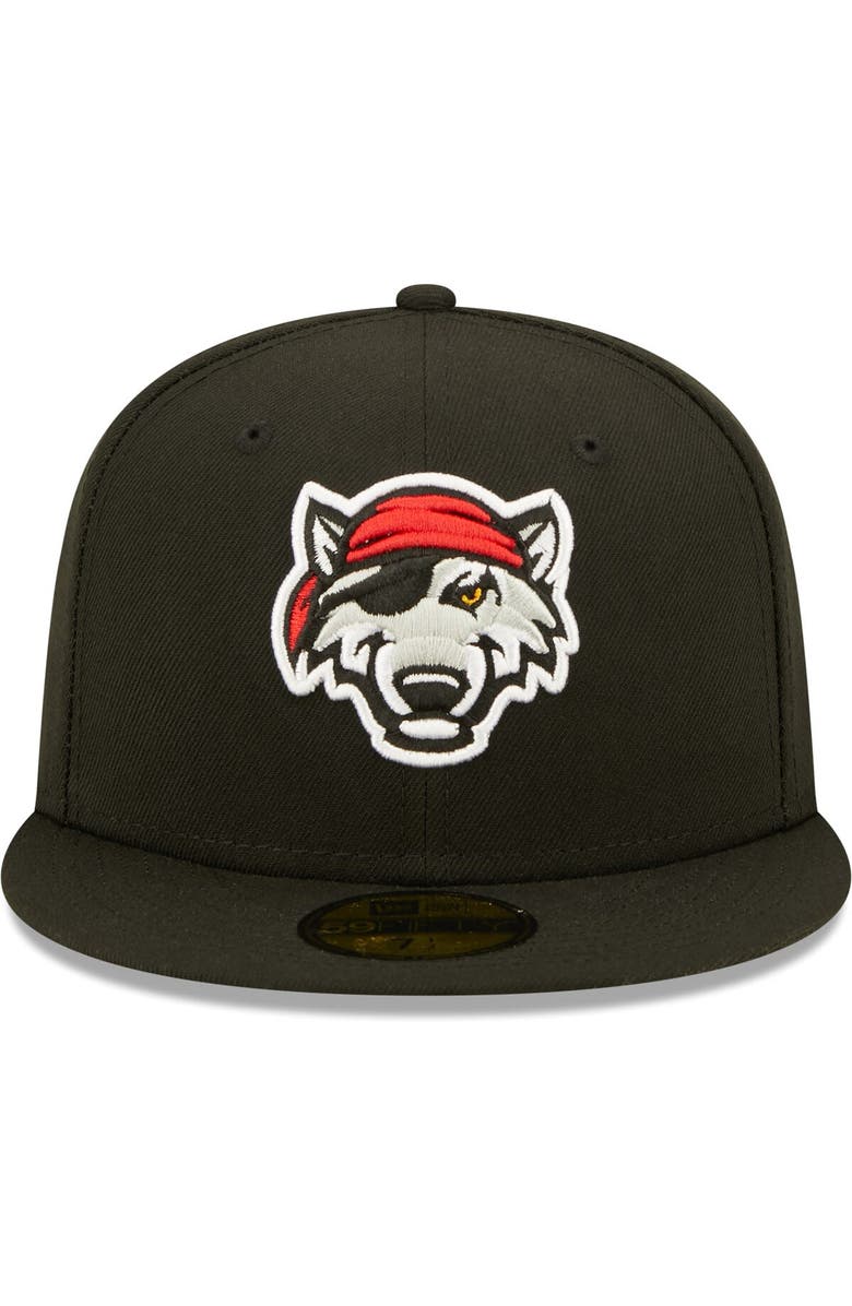 New Era Men's New Era Black Erie SeaWolves Authentic Collection Team Home 59FIFTY Fitted Hat, Alternate, color, Black