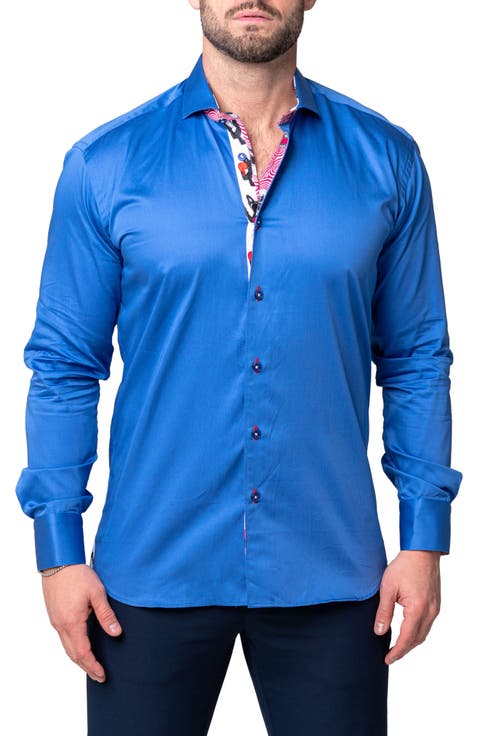 Einstein Simple Blue Button-Up Shirt