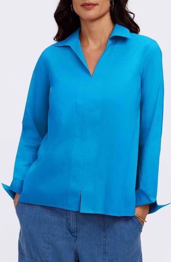 Foxcroft Agnes Split Cuff Popover Blouse | Nordstrom