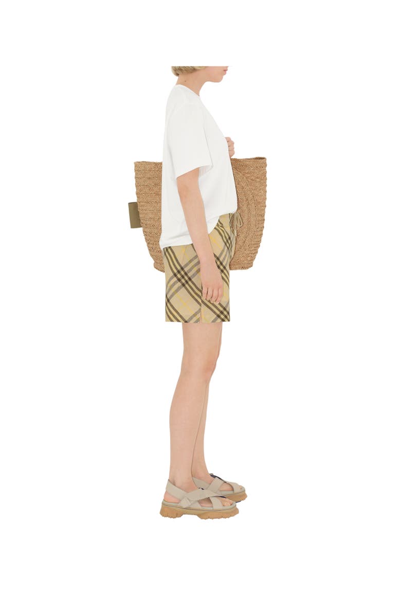 Burberry Check Linen Shorts, Alternate, color, Wheat