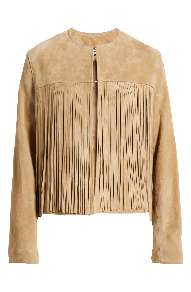 Fleurette Chloe Suede Fringe Jacket, Alternate, color, Camel