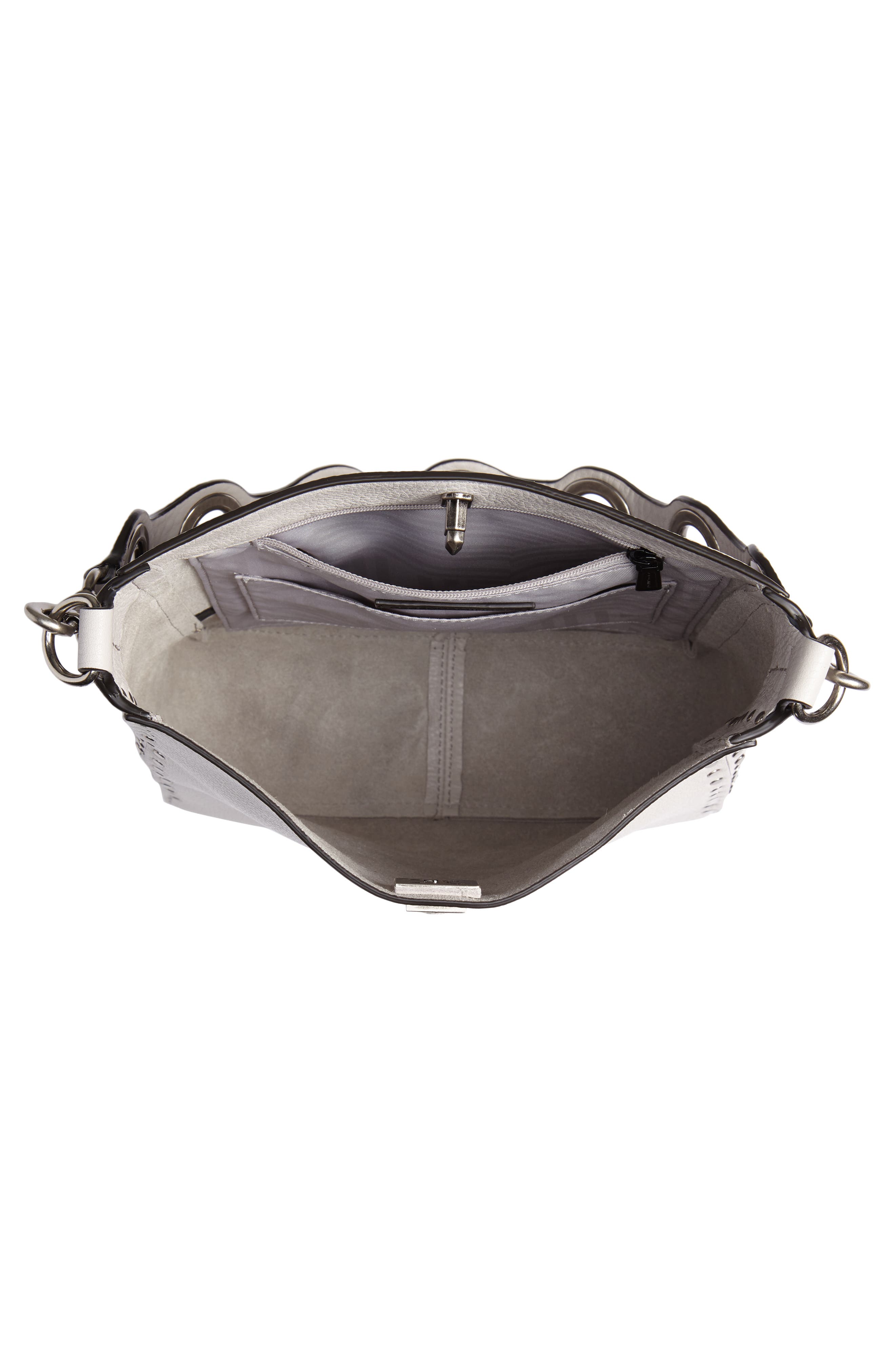 Small Darren Deerskin Leather Feed Bag, Alternate, color, PUTTY