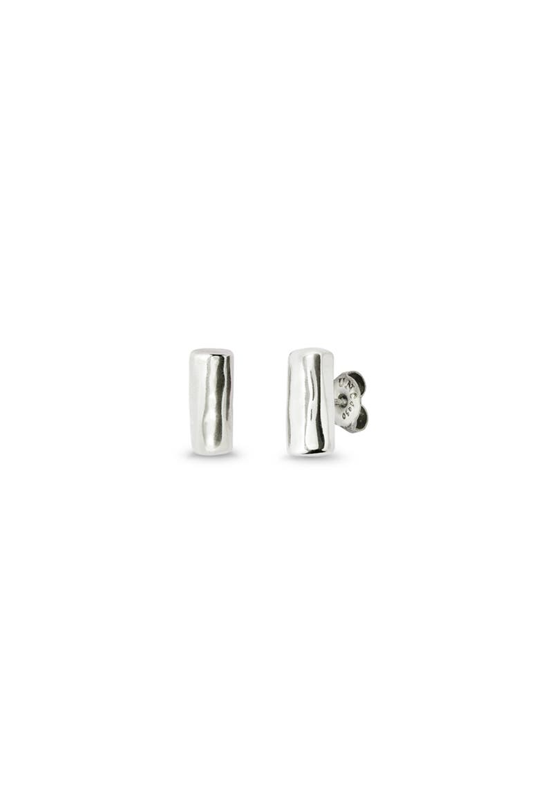 Sterling Silver-Plated Tube-Shaped Earrings, Main, color, Silver