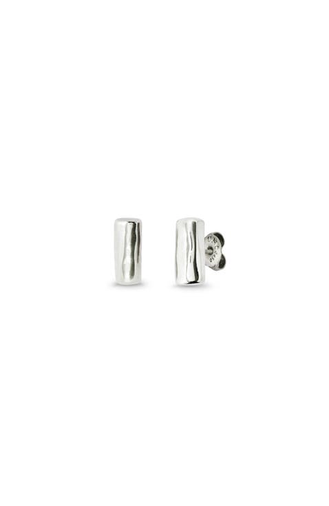 Sterling Silver-Plated Tube-Shaped Earrings