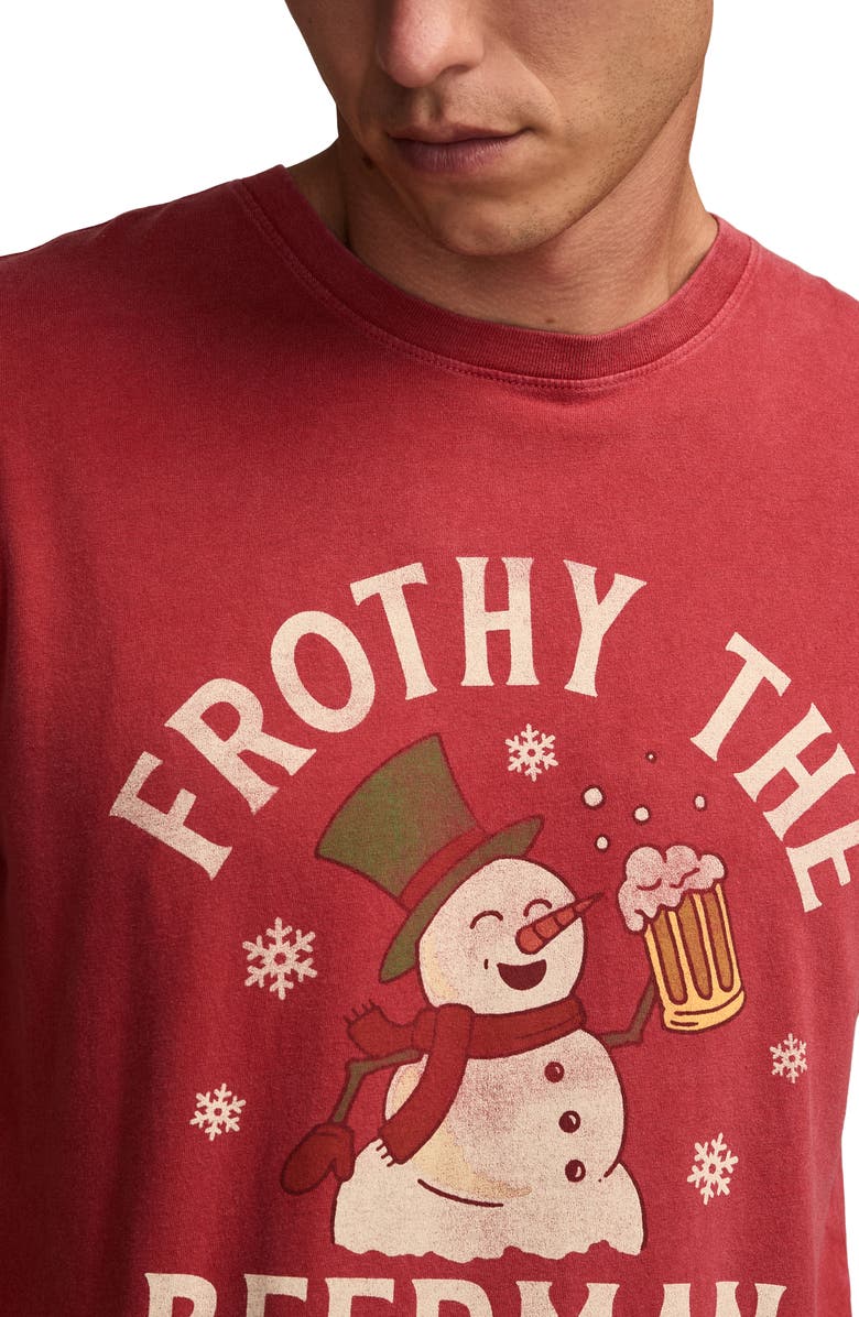 Lucky Brand Frothy the Beer Man Cotton Graphic T-Shirt, Alternate, color, American Beauty