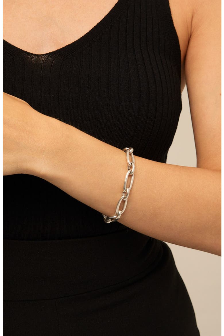Oval Link Carabiner Bracelet, Alternate, color, Silver